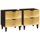 vidaXL Nachtkastje Zwart en Goud 40 x 33,5 x 46 cm Massief acaciahout