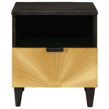 vidaXL Nachtkastje Zwart en Goud 40 x 33 x 46 cm Massief acaciahout