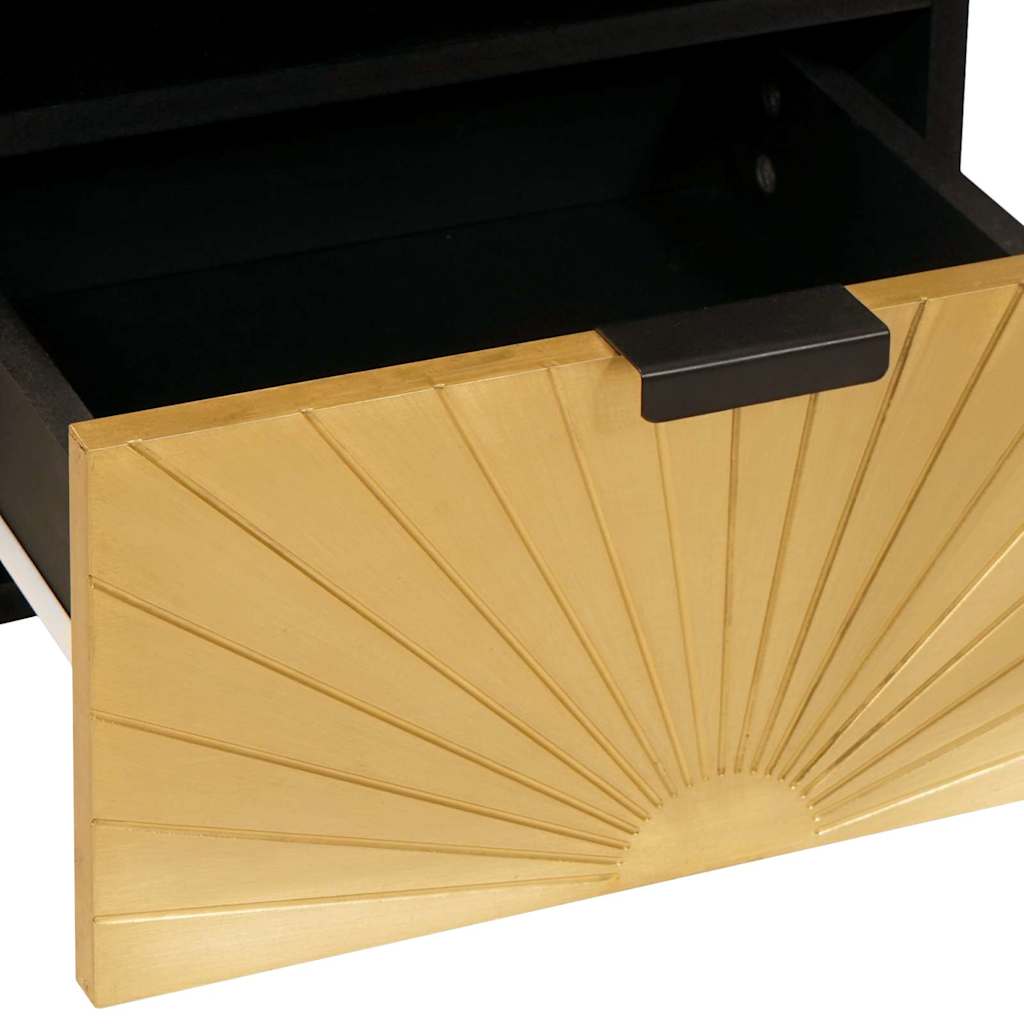 vidaXL Nachtkastje Zwart en Goud 40 x 33 x 46 cm Massief acaciahout