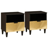 vidaXL Nachtkastje Zwart en Goud 40 x 33 x 46 cm Massief acaciahout