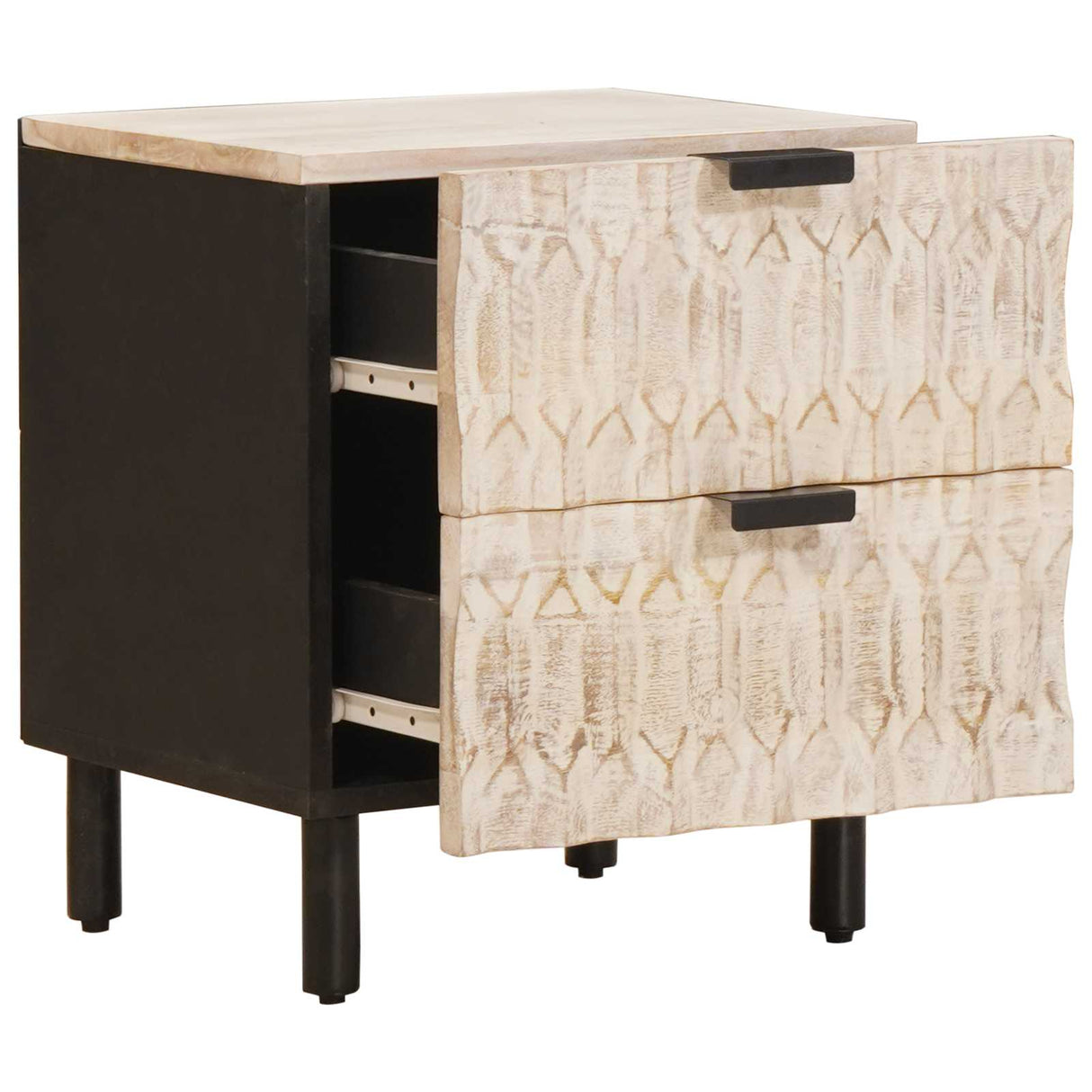 vidaXL Nachtkastje met lade Wit 40 x 33 x 46 cm Massief Mango Hout