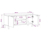 vidaXL TV Cabinet White Washed Finish 105 x 33 x 46 cm Solid Mango Wood