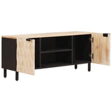 vidaXL TV Cabinet White Washed Finish 105 x 33 x 46 cm Solid Mango Wood