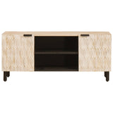 vidaXL TV Cabinet White Washed Finish 105 x 33 x 46 cm Solid Mango Wood