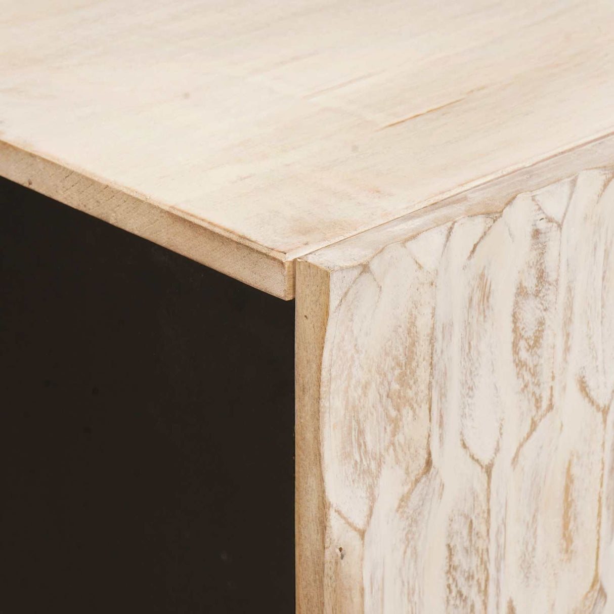 vidaXL TV Cabinet White Washed Finish 105 x 33 x 46 cm Solid Mango Wood