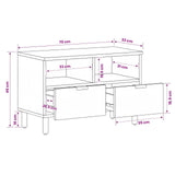 vidaXL TV Cabinet White Wash Finish 70 x 33 x 46 cm Solid Mango Wood