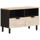 vidaXL TV Cabinet White Wash Finish 70 x 33 x 46 cm Solid Mango Wood