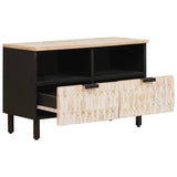 vidaXL TV Cabinet White Wash Finish 70 x 33 x 46 cm Solid Mango Wood