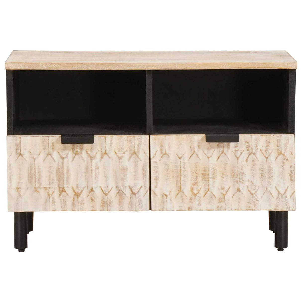 vidaXL TV Cabinet White Wash Finish 70 x 33 x 46 cm Solid Mango Wood