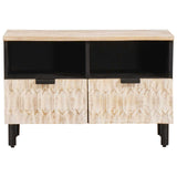 vidaXL TV Cabinet White Wash Finish 70 x 33 x 46 cm Solid Mango Wood