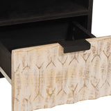 vidaXL TV Cabinet White Wash Finish 70 x 33 x 46 cm Solid Mango Wood