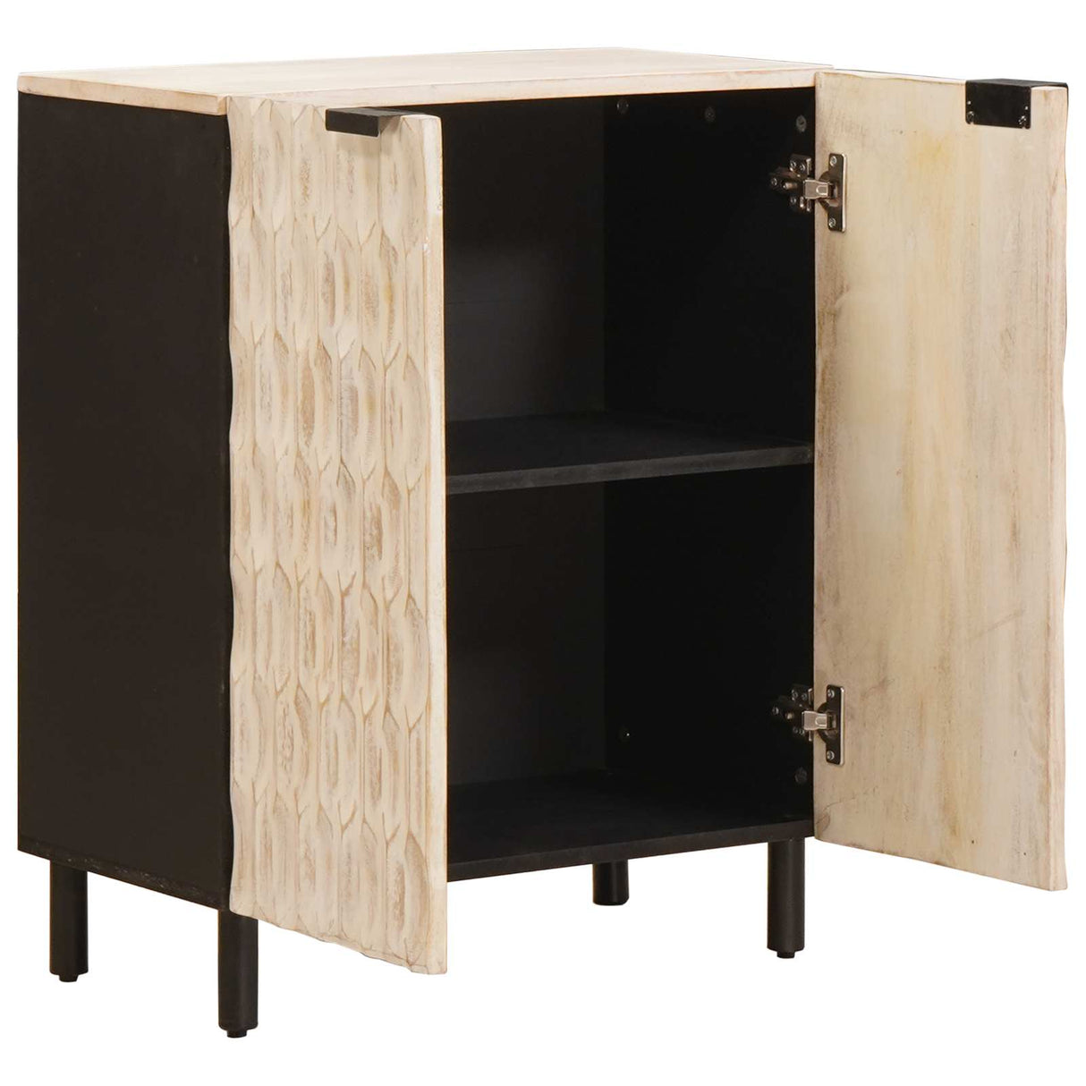 vidaXL Dressoir Witte Was Afwerking 60 x 33 x 75 cm Massief Mango Hout