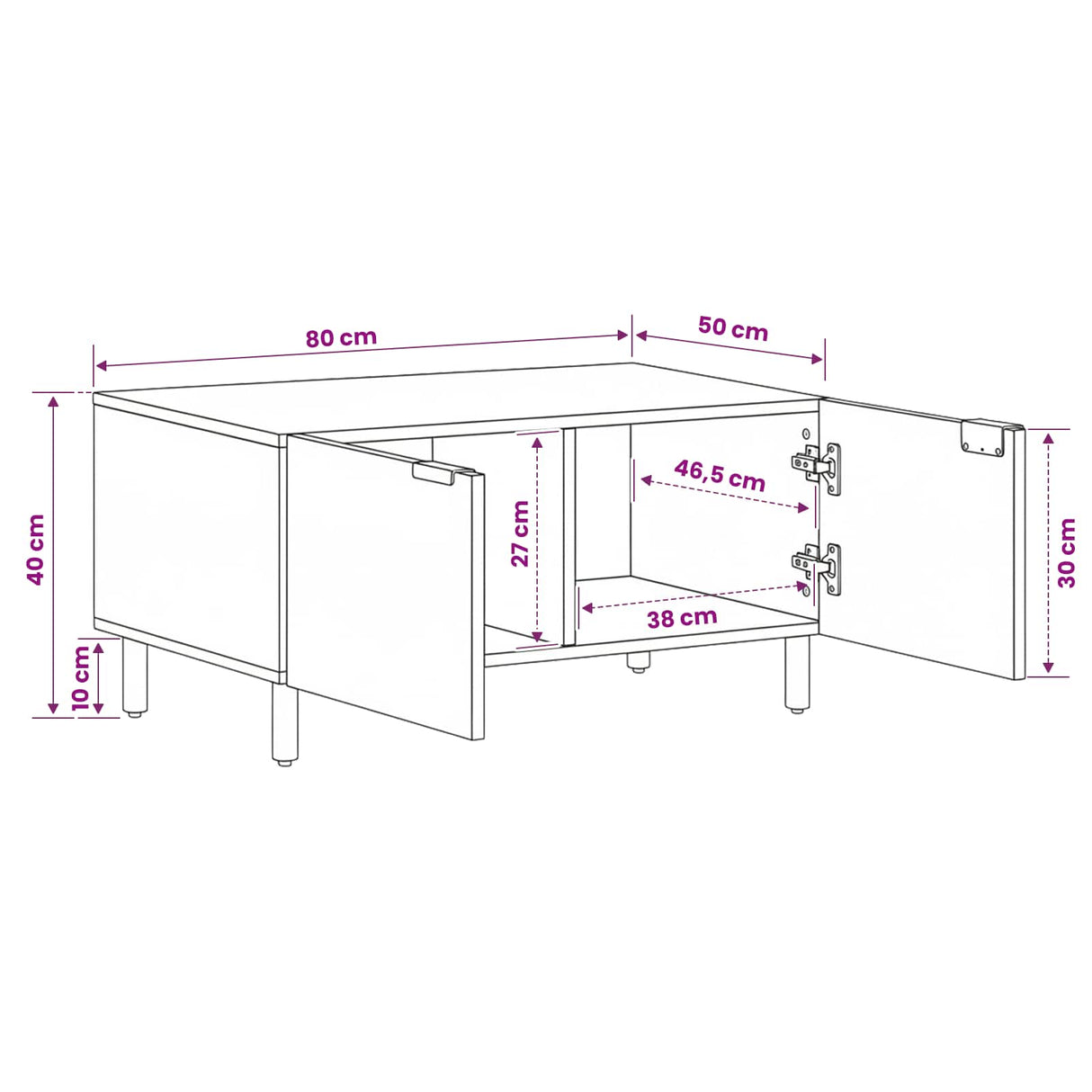 vidaXL Coffee Table White 80x50x40 cm Solid Mango Wood