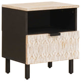 vidaXL Nachtkastje met lade Wit 40 x 33 x 46 cm Massief Mango Hout