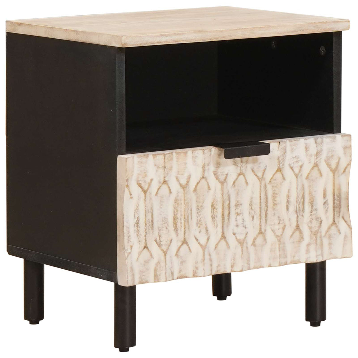 vidaXL Nachtkastje met lade Wit 40 x 33 x 46 cm Massief Mango Hout