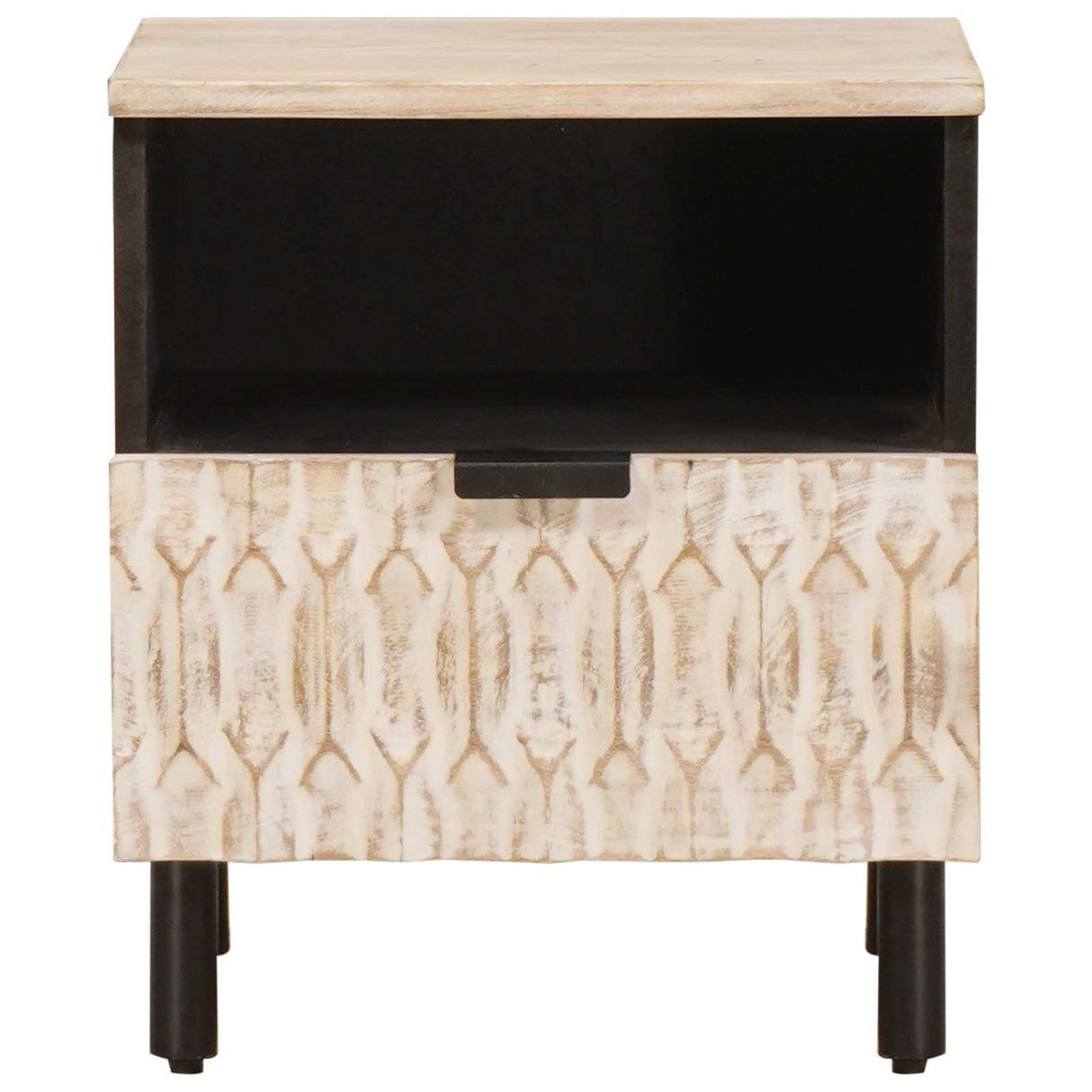 vidaXL Nachtkastje met lade Wit 40 x 33 x 46 cm Massief Mango Hout
