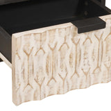vidaXL Nachtkastje met lade Wit 40 x 33 x 46 cm Massief Mango Hout