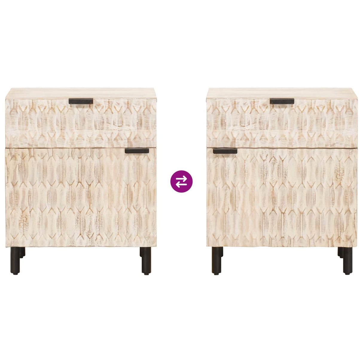vidaXL Nachtkastje met lade Wit 50 x 33 x 60 cm Massief Mango Hout