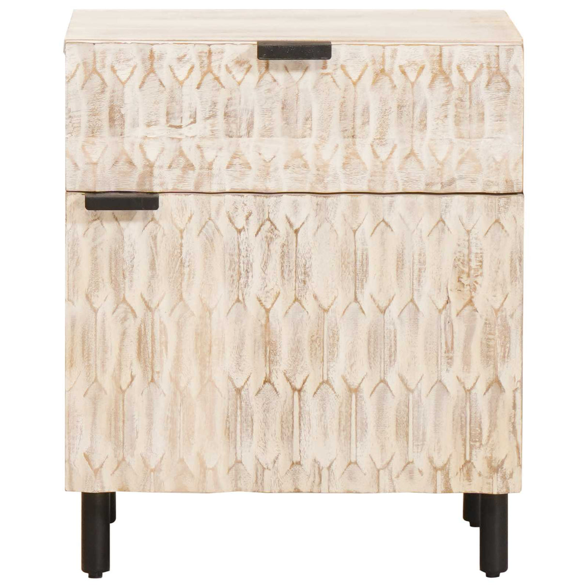 vidaXL Nachtkastje met lade Wit 50 x 33 x 60 cm Massief Mango Hout