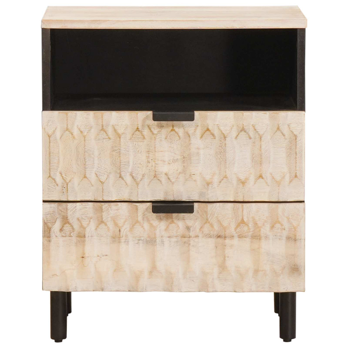 vidaXL Nachtkastje met lade Wit 50 x 33 x 60 cm Massief Mango Hout