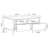 vidaXL Salontafel met lade Wit 80 x 54 x 40 cm Massief Mango Hout