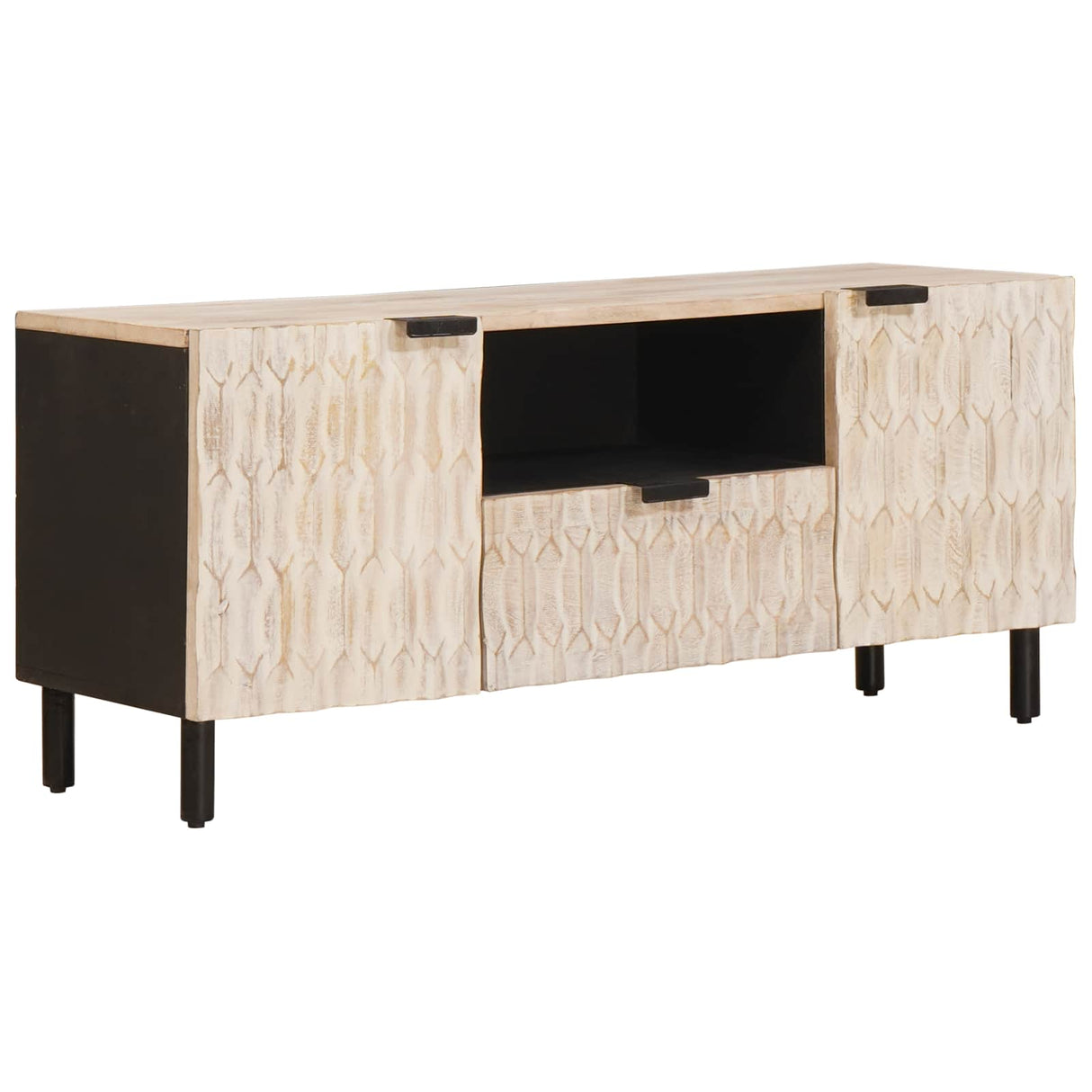 vidaXL TV Kast Witte Was Afwerking 105 x 33 x 46 cm Massief Mango Hout
