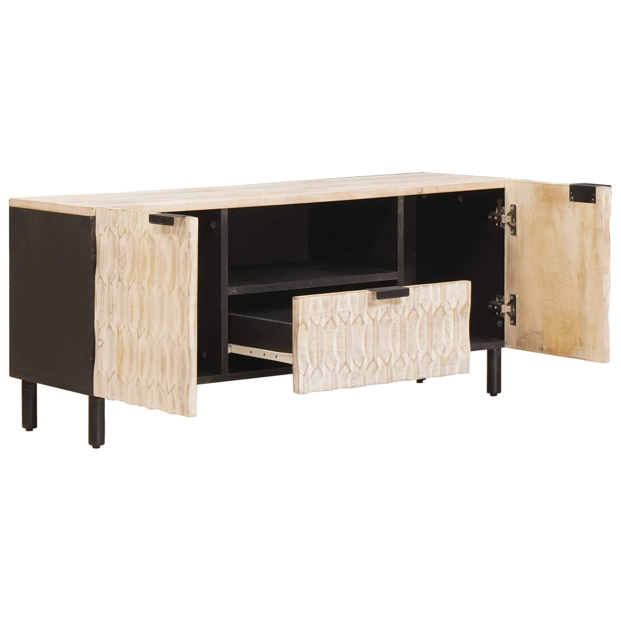 vidaXL TV Kast Witte Was Afwerking 105 x 33 x 46 cm Massief Mango Hout