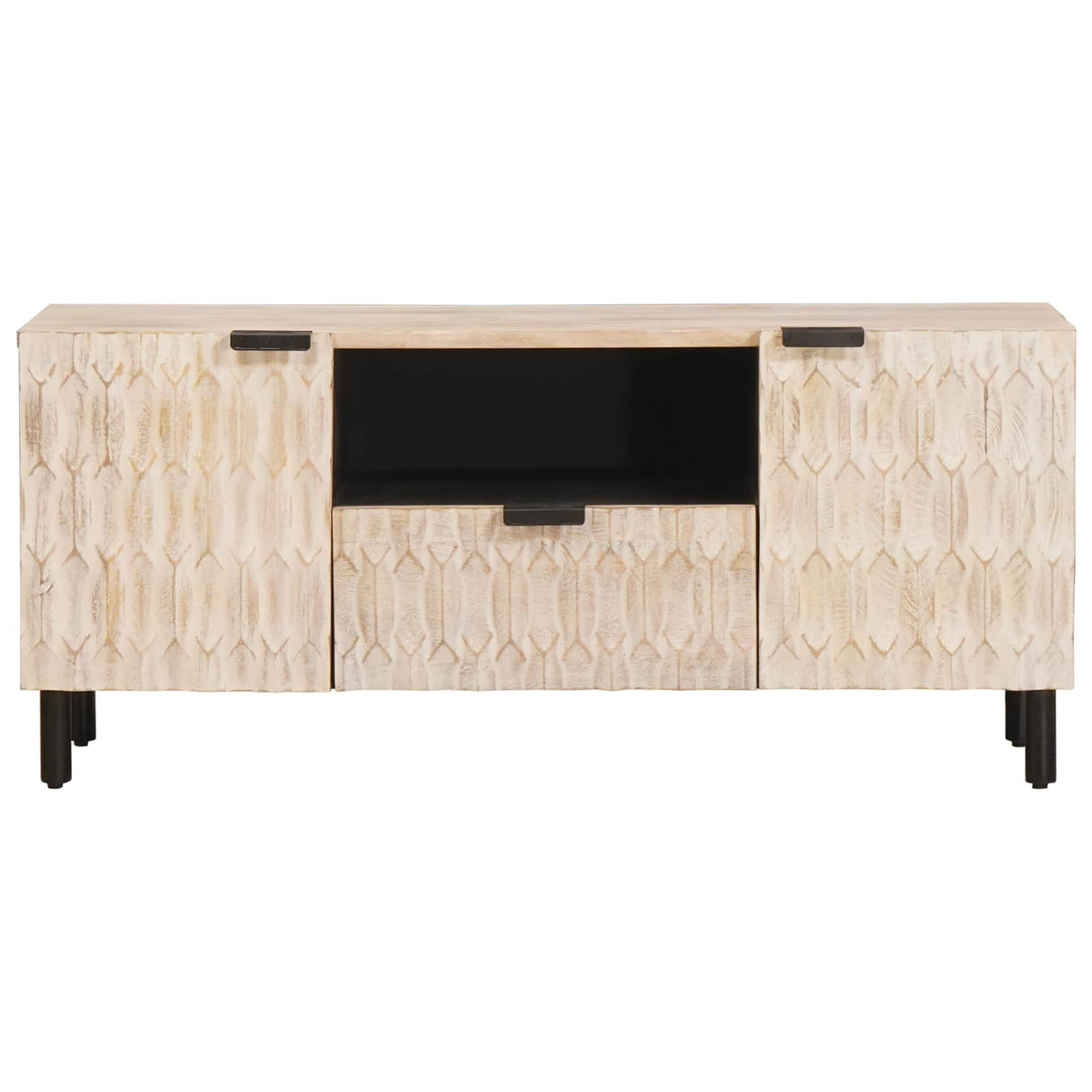 vidaXL TV Kast Witte Was Afwerking 105 x 33 x 46 cm Massief Mango Hout