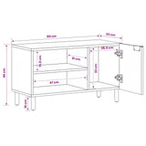 vidaXL TV Kast Witte Was Afwerking 80 x 33 x 46 cm Massief Mango Hout