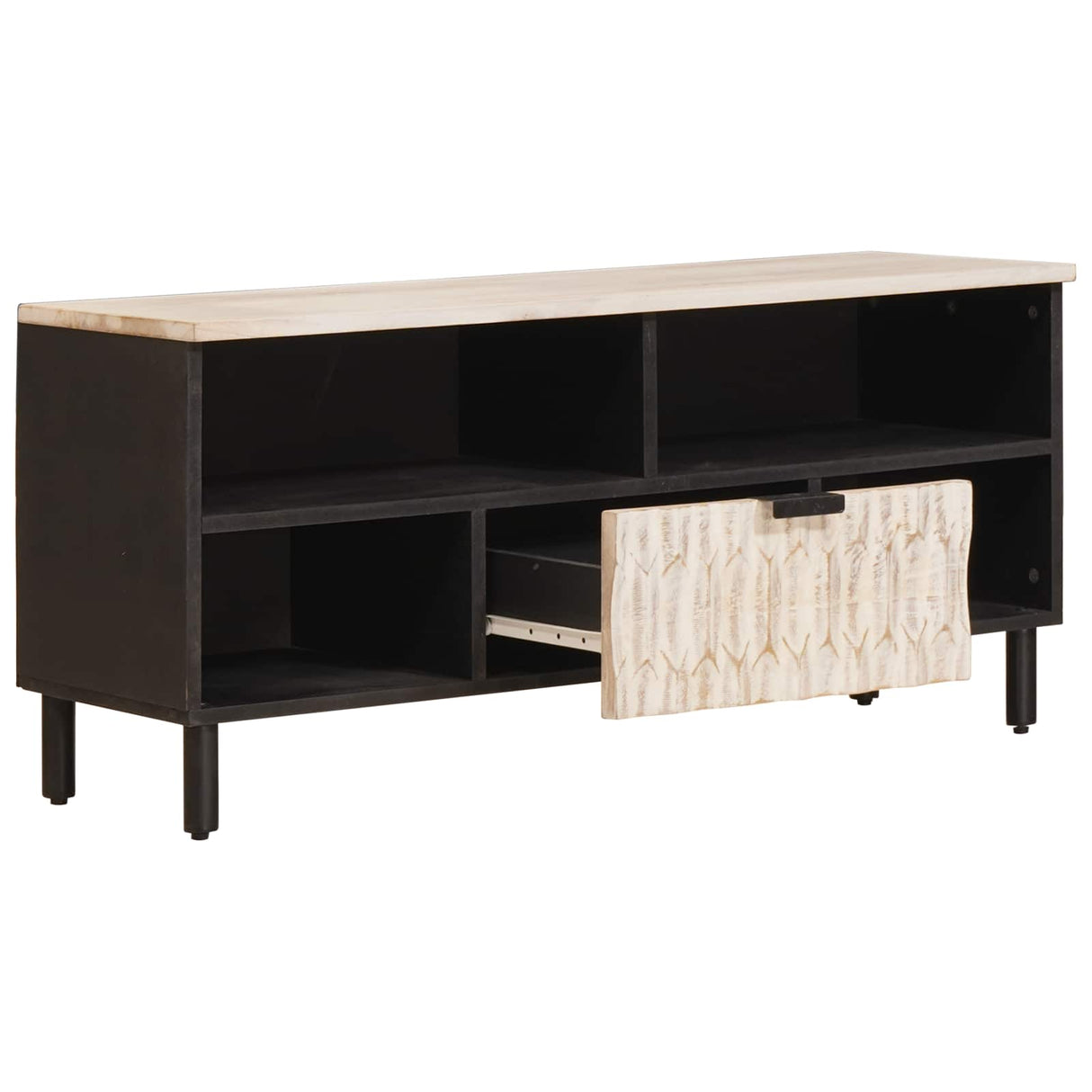 vidaXL TV Kast Witte Was Afwerking 100 x 33 x 46 cm Massief Mango Hout