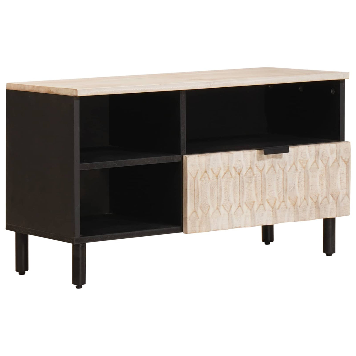 vidaXL TV Kast Witte Was Afwerking 80 x 33 x 46 cm Massief Mango Hout