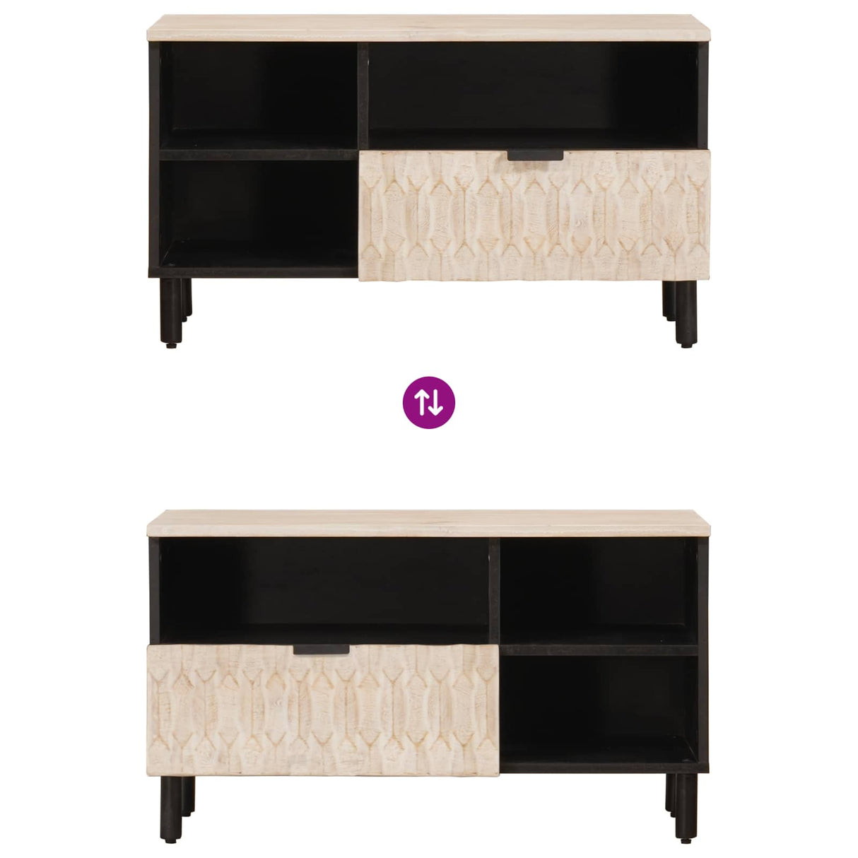 vidaXL TV Kast Witte Was Afwerking 80 x 33 x 46 cm Massief Mango Hout