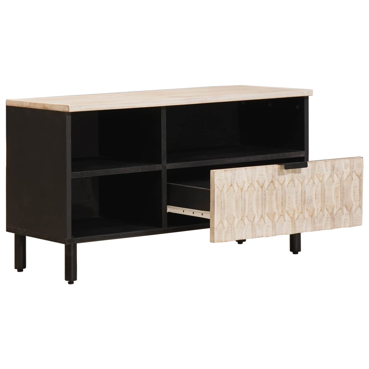 vidaXL TV Kast Witte Was Afwerking 80 x 33 x 46 cm Massief Mango Hout
