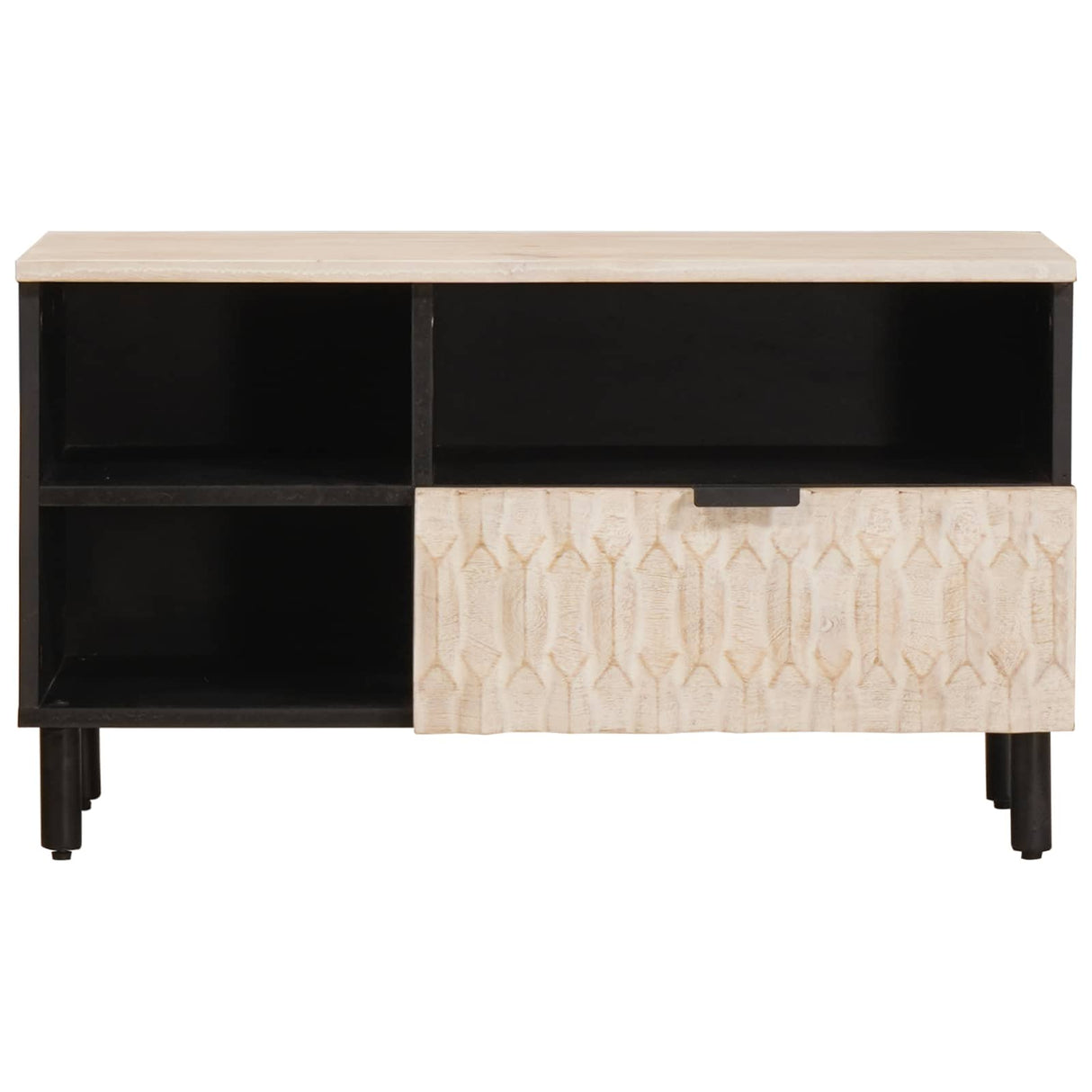 vidaXL TV Kast Witte Was Afwerking 80 x 33 x 46 cm Massief Mango Hout
