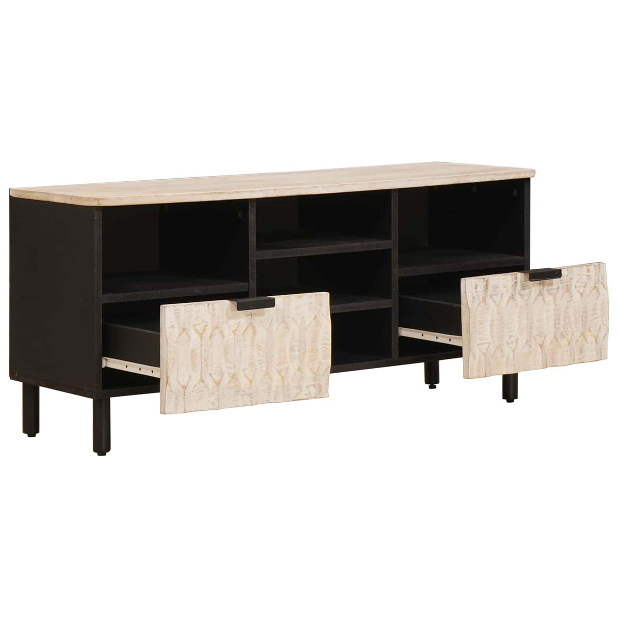 vidaXL TV Kast Witte Was Afwerking 100 x 33 x 46 cm Massief Mango Hout