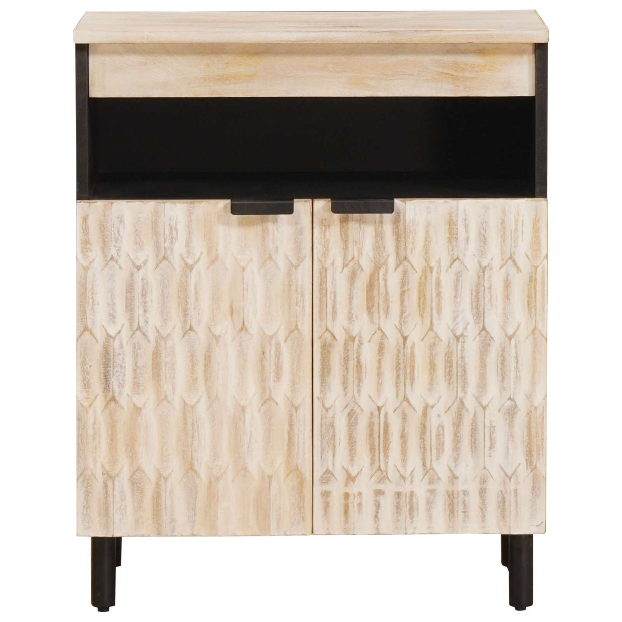 vidaXL Sideboard White Wash 60 x 33 x 75 cm Solid Mango Wood