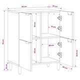vidaXL Dressoir Witte Was Afwerking 60 x 33 x 75 cm Massief Mango Hout