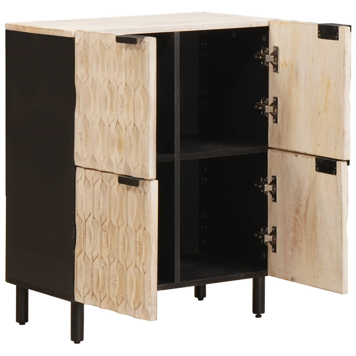 vidaXL Dressoir Witte Was Afwerking 60 x 33 x 75 cm Massief Mango Hout