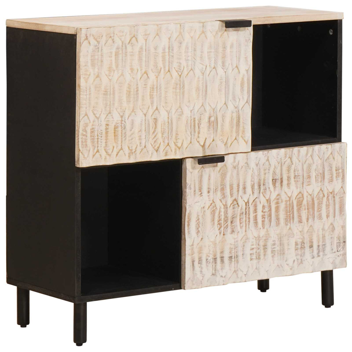 vidaXL Sideboard White Wash Finish 80 x 33 x 75 cm Solid Mango Wood