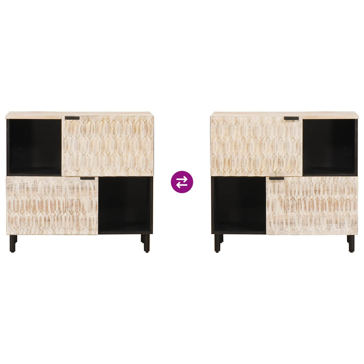 vidaXL Sideboard White Wash Finish 80 x 33 x 75 cm Solid Mango Wood