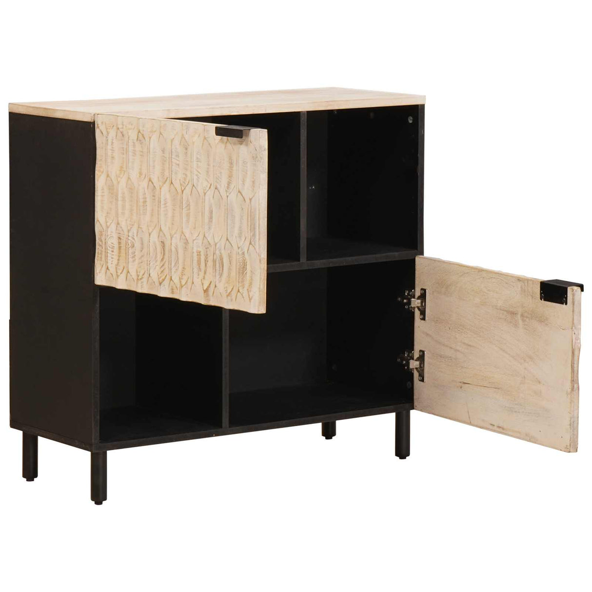 vidaXL Sideboard White Wash Finish 80 x 33 x 75 cm Solid Mango Wood