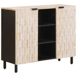 vidaXL Dressoir Witte Was Afwerking 90 x 33 x 75 cm Massief Mango Hout