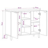 vidaXL Dressoir Witte Was Afwerking 90 x 33 x 75 cm Massief Mango Hout