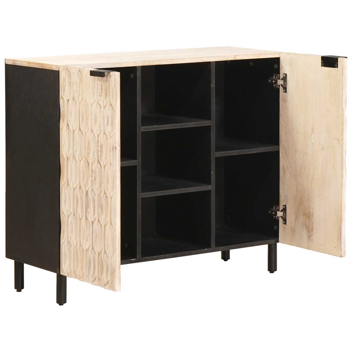 vidaXL Dressoir Witte Was Afwerking 90 x 33 x 75 cm Massief Mango Hout