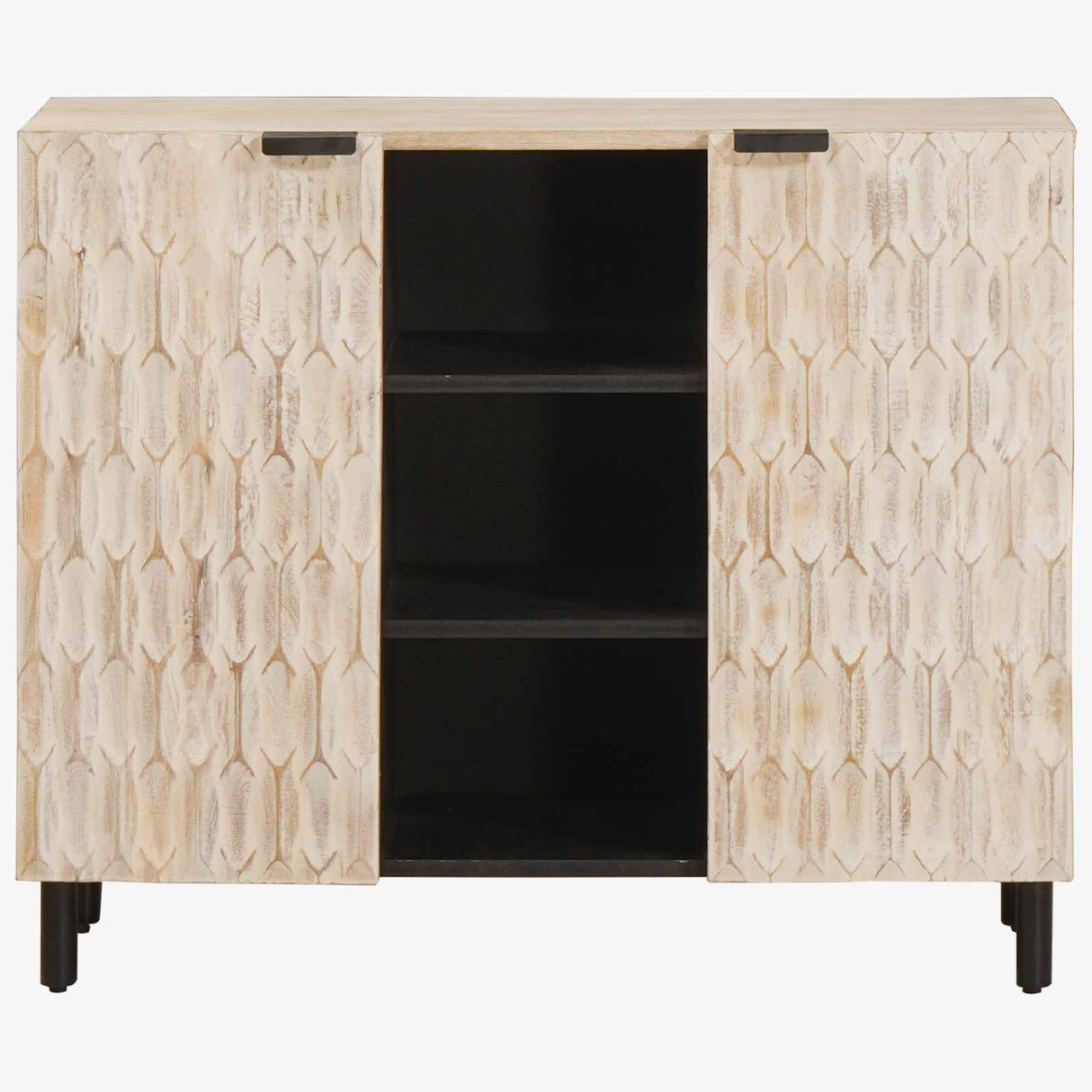 vidaXL Dressoir Witte Was Afwerking 90 x 33 x 75 cm Massief Mango Hout
