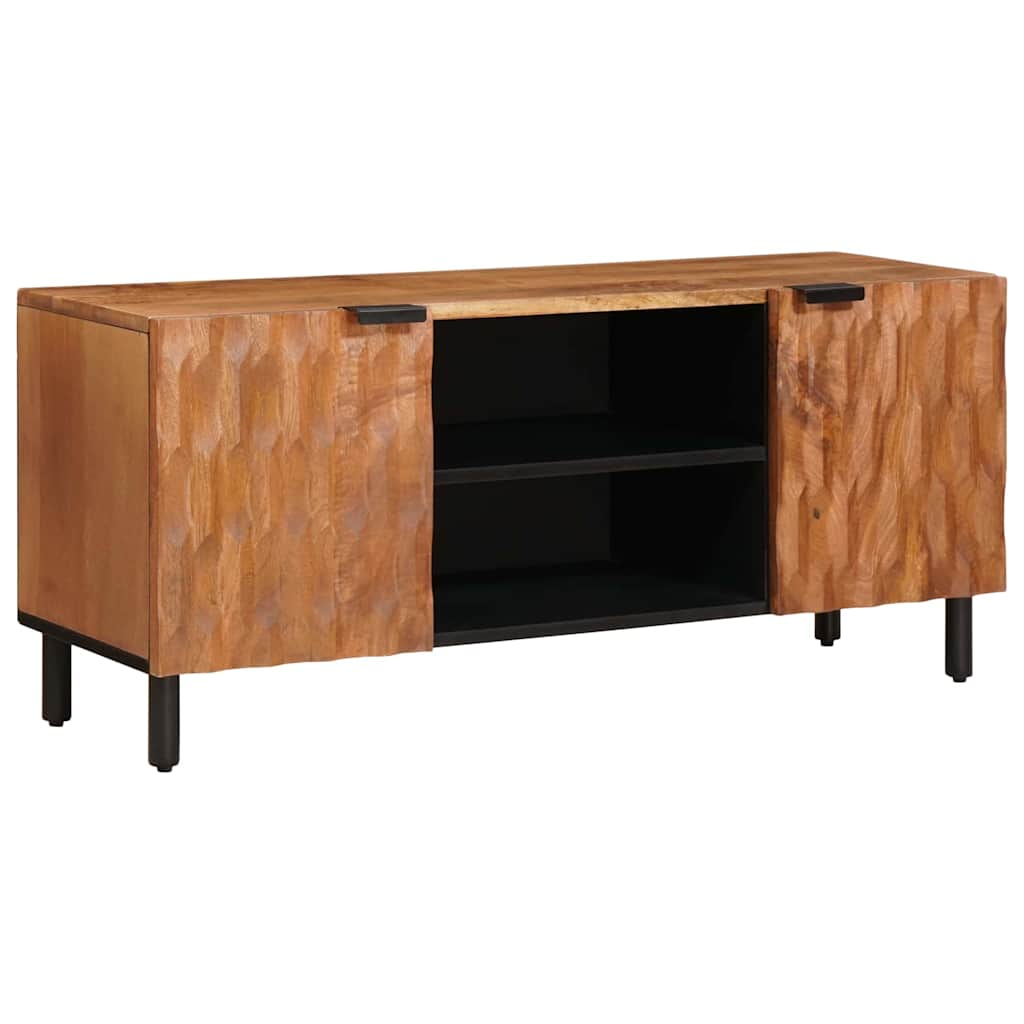 vidaXL TV Cabinet White Washed Finish 105 x 33 x 46 cm Solid Mango Wood