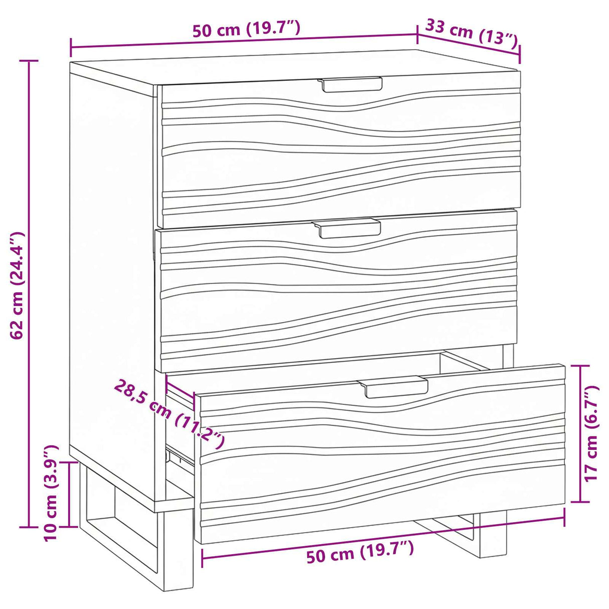 vidaXL Nachtkastje met lade Bruin 50 x 33 x 62 cm Massief acaciahout