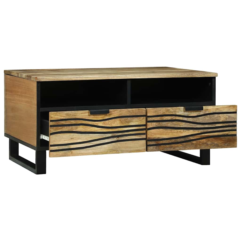 vidaXL Salontafel Bruin en Zwart 80 x 54 x 40 cm Massief acaciahout