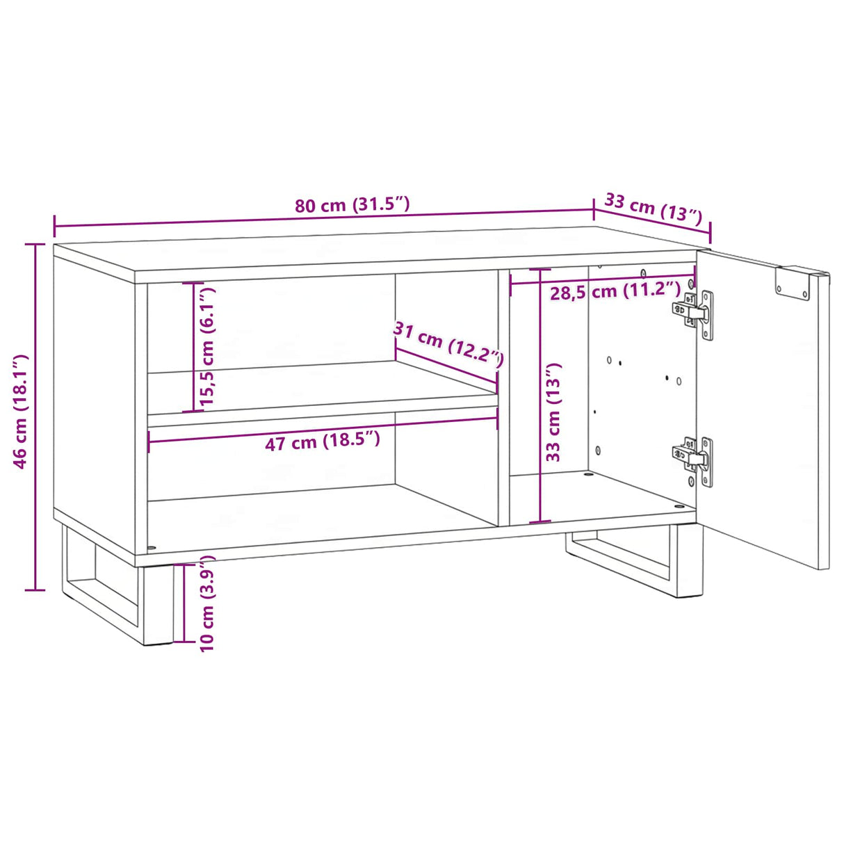vidaXL TV Cabinets Brown 80 x 33 x 46 cm Engineered wood