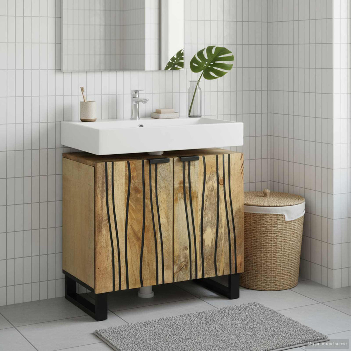 vidaXL Wastafel kabinet voor de badkamer Bruin 62 x 33 x 58 cm